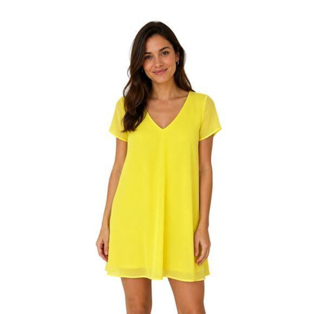 Lulus Short Sleeve Freestyle Bright Yellow Shift Dress size XS NWT